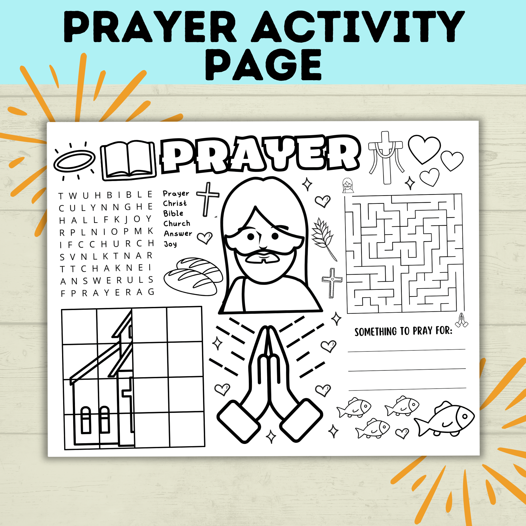 Prayer Activity Page for Kids | Sunday School Activity Page | Teach kids to Pray | Prayer Activities | Prayer Craft | Kids Crafts | Digital