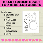 Gnome Craft for Kids | Adult Crafts | Valentine's Day Craft | Kids Crafts | Heart Template | Toddler Craft | Gnome template | Valentine's