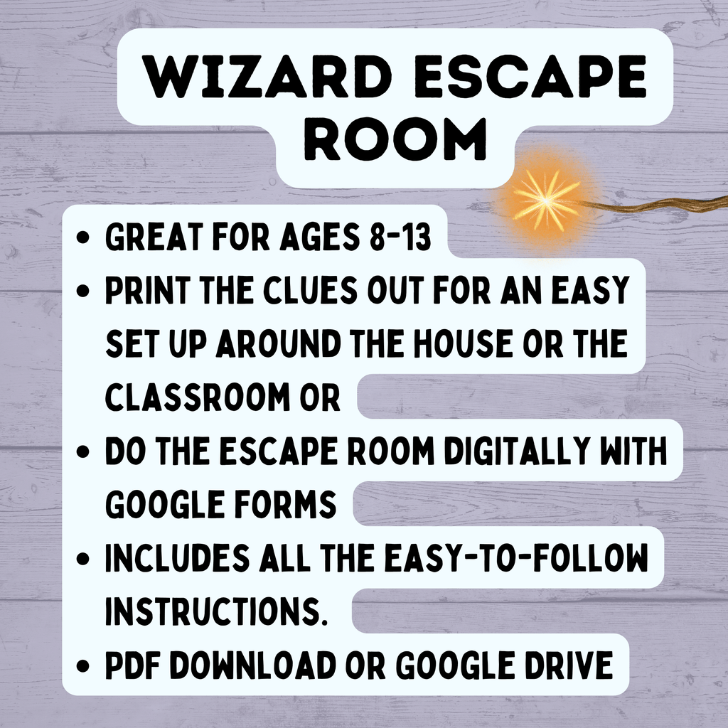 Wizard Escape Room for Kids 8-13 | Kids Escape Room | Digital Escape Room | DIY Escape Room | Magic Escape Room | Party Game | Kids Games