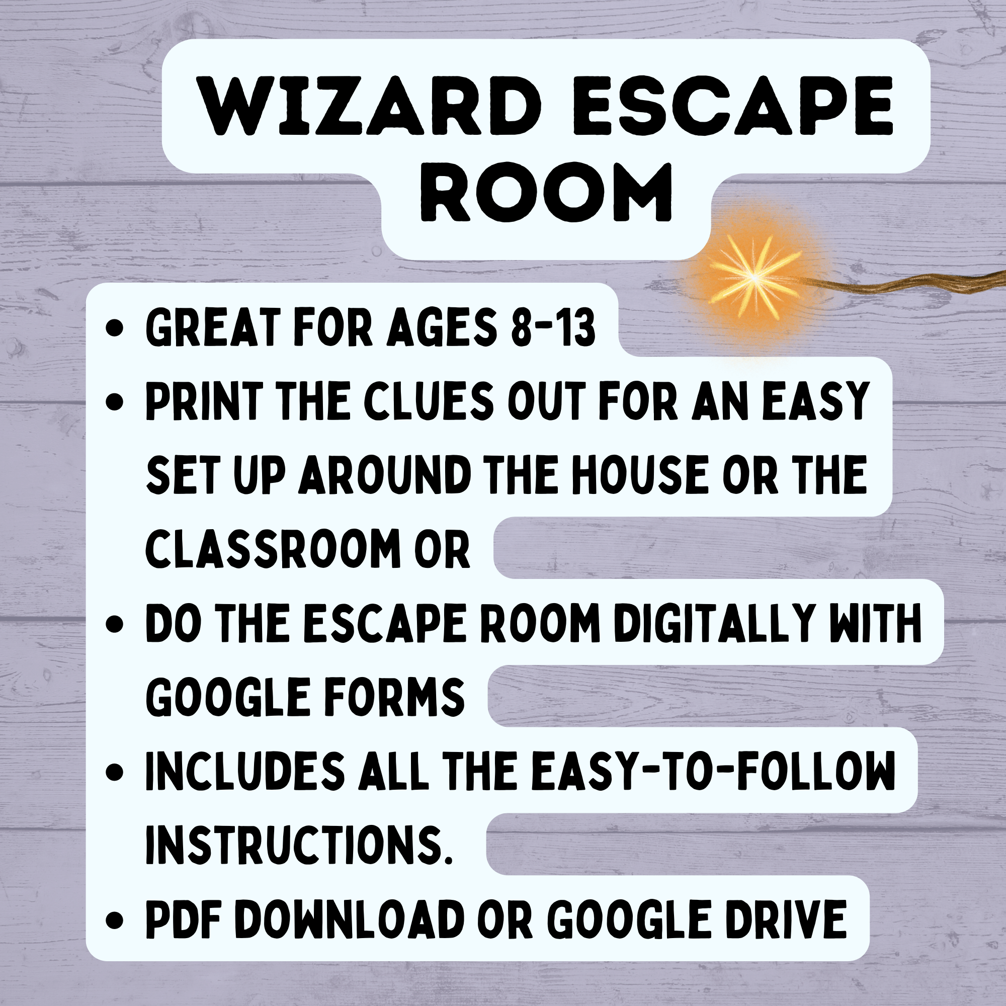 Wizard Escape Room for Kids 8-13 | Kids Escape Room | Digital Escape Room | DIY Escape Room | Magic Escape Room | Party Game | Kids Games