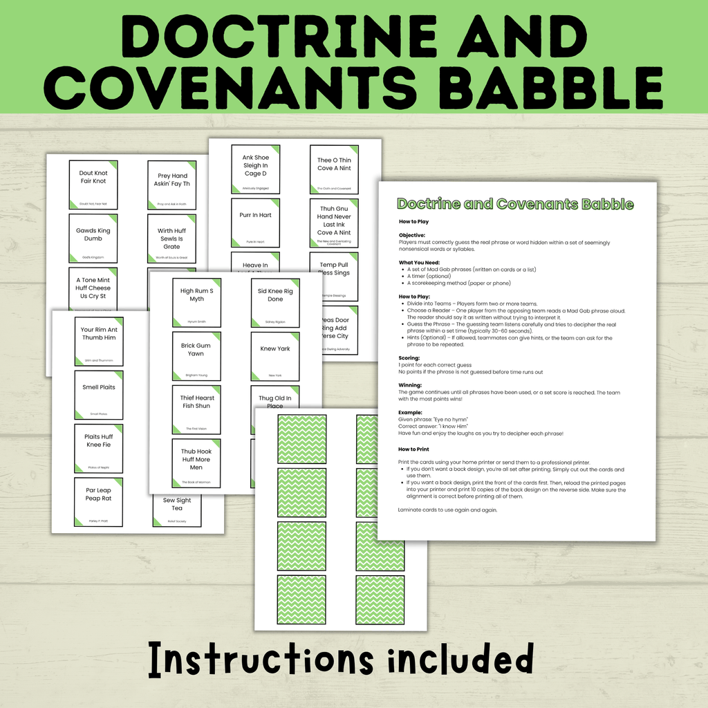 Doctrine and Covenants Game | Doctrine and Covenants Babble | D&C Game | Doctrine and Covenants Printable | Kids Game | Scripture Game
