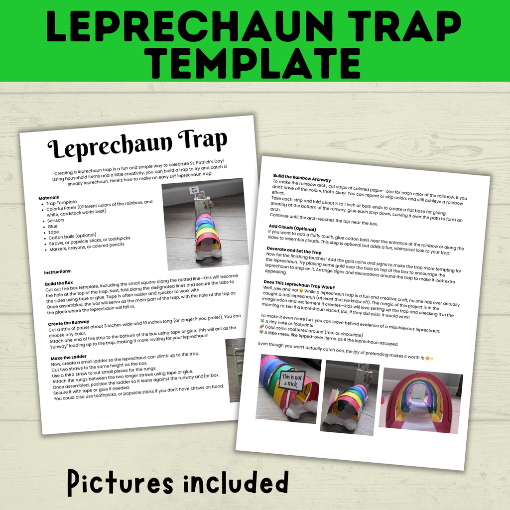 St. Patrick's Day Craft | Kids Craft | St. Patty's Day Craft | Leprechaun Craft | Leprechaun Trap | Craft template | Kids Printables