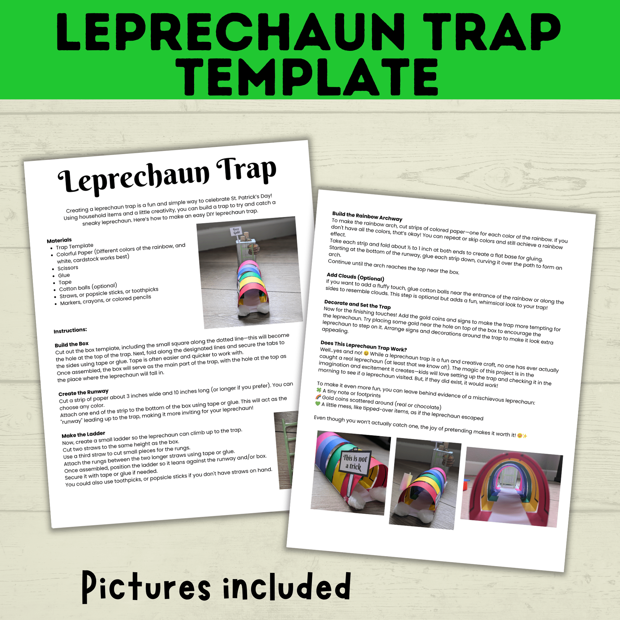 St. Patrick's Day Craft | Kids Craft | St. Patty's Day Craft | Leprechaun Craft | Leprechaun Trap | Craft template | Kids Printables