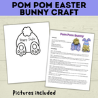 Easter Crafts | Easter Bunny Crafts | Pom Pom Easter Bunny | Kids Easter Crafts | Easter Printables | Easter Activities | Kids Crafts