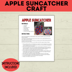 Apple Suncatcher Craft for Kids | Apple Template | Apple Craft | Kids Crafts Templates | Kids Printables | Preschool Crafts | PDF digital