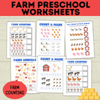 Farm Preschool Worksheets | Farm Activity | Farm Printables | Counting Printable | Toddler Counting | Word Tracing | Letter Recognition