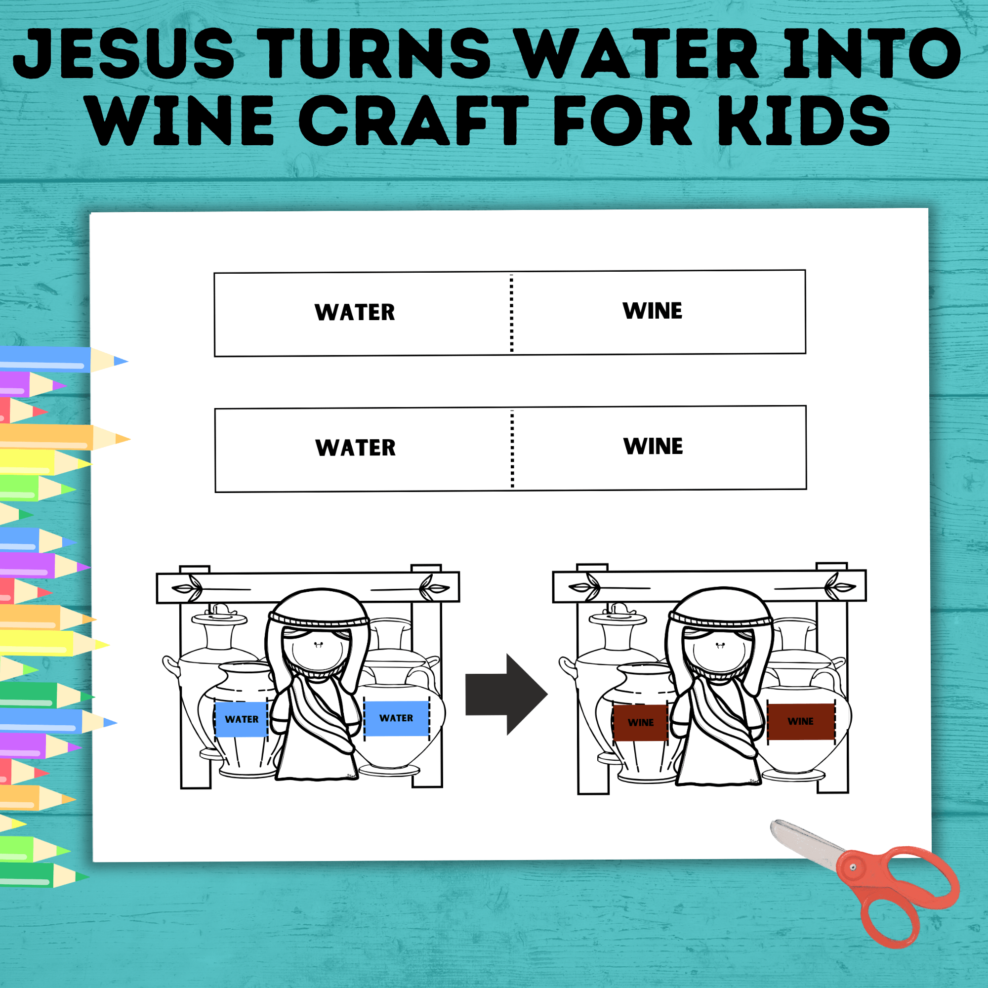 Jesus Craft | Bible Craft | Water into Wine Craft | Jesus Miracles Craft | Kids Crafts | Sunday School Craft | Bible Lesson | Sunday School