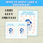 Party Game for Kids, Who is Most Like a Snowman, Christmas Family Games, Winter