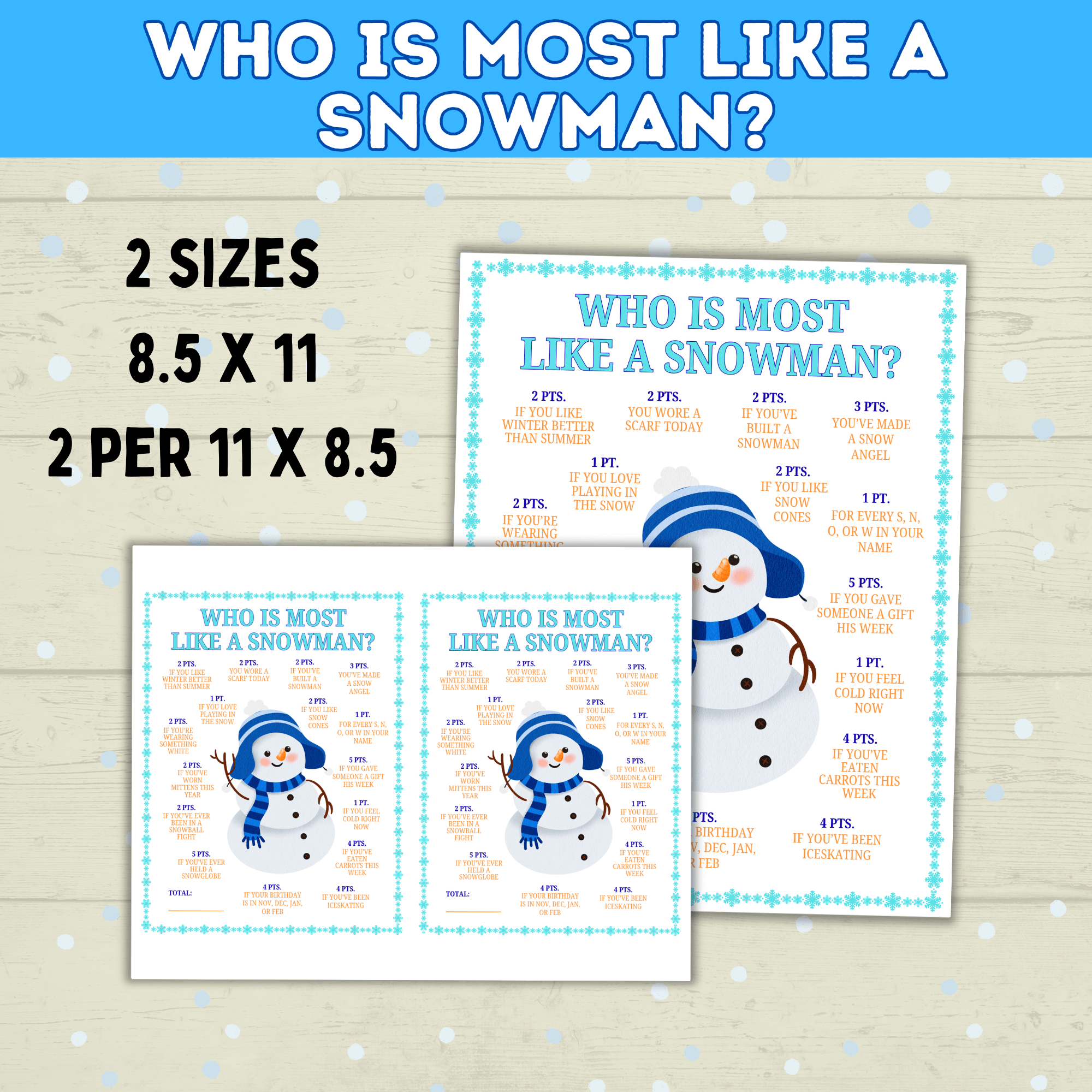 Party Game for Kids, Who is Most Like a Snowman, Christmas Family Games, Winter