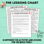 Family Home Evening Activity and Lessons Chart for Kids | FHE Lessons | Sunday Lessons | FHE activities | Family Activities | FHE Ideas