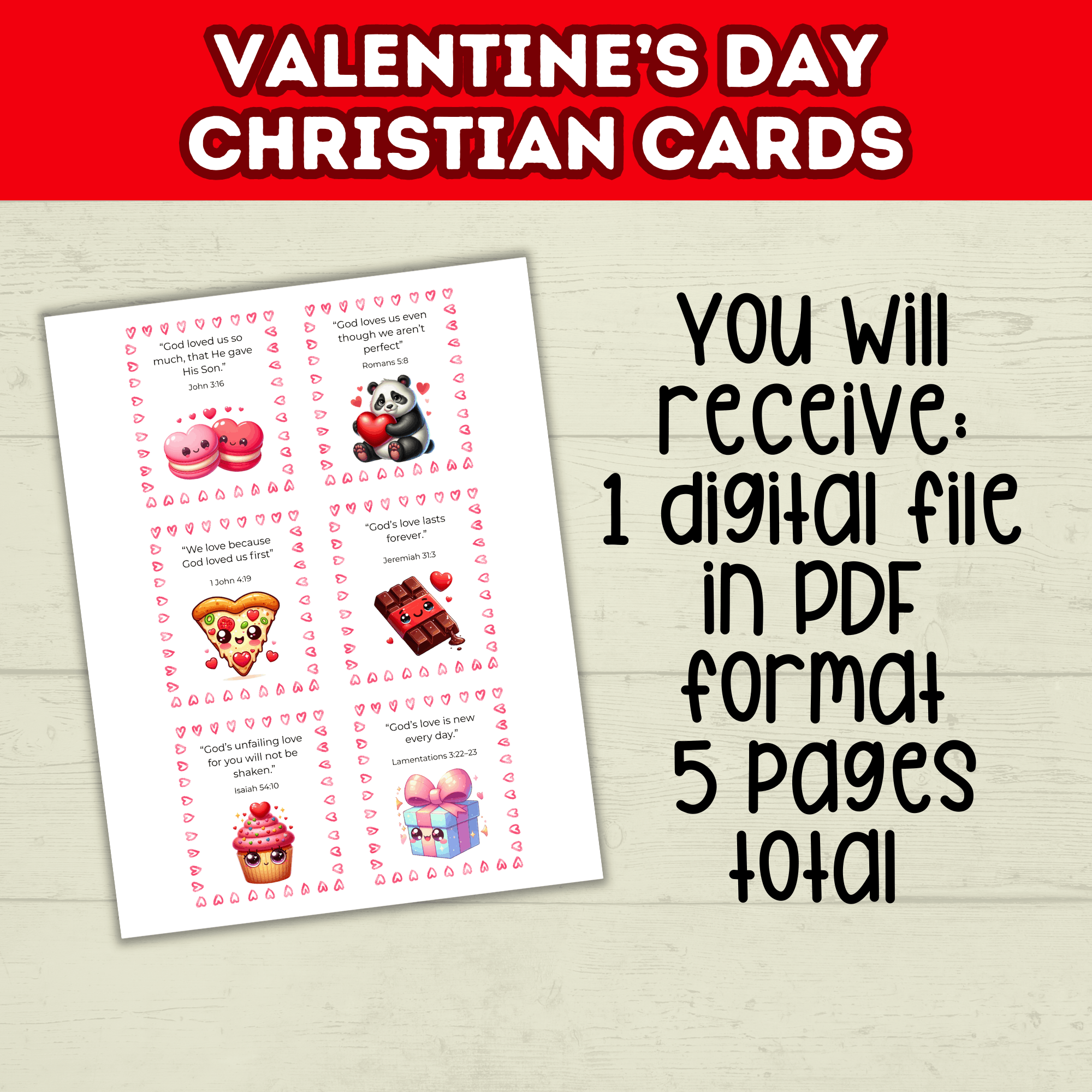 Christian Valentine's Cards for Kids, Classroom Valentines Party, Scripture Cards Printable