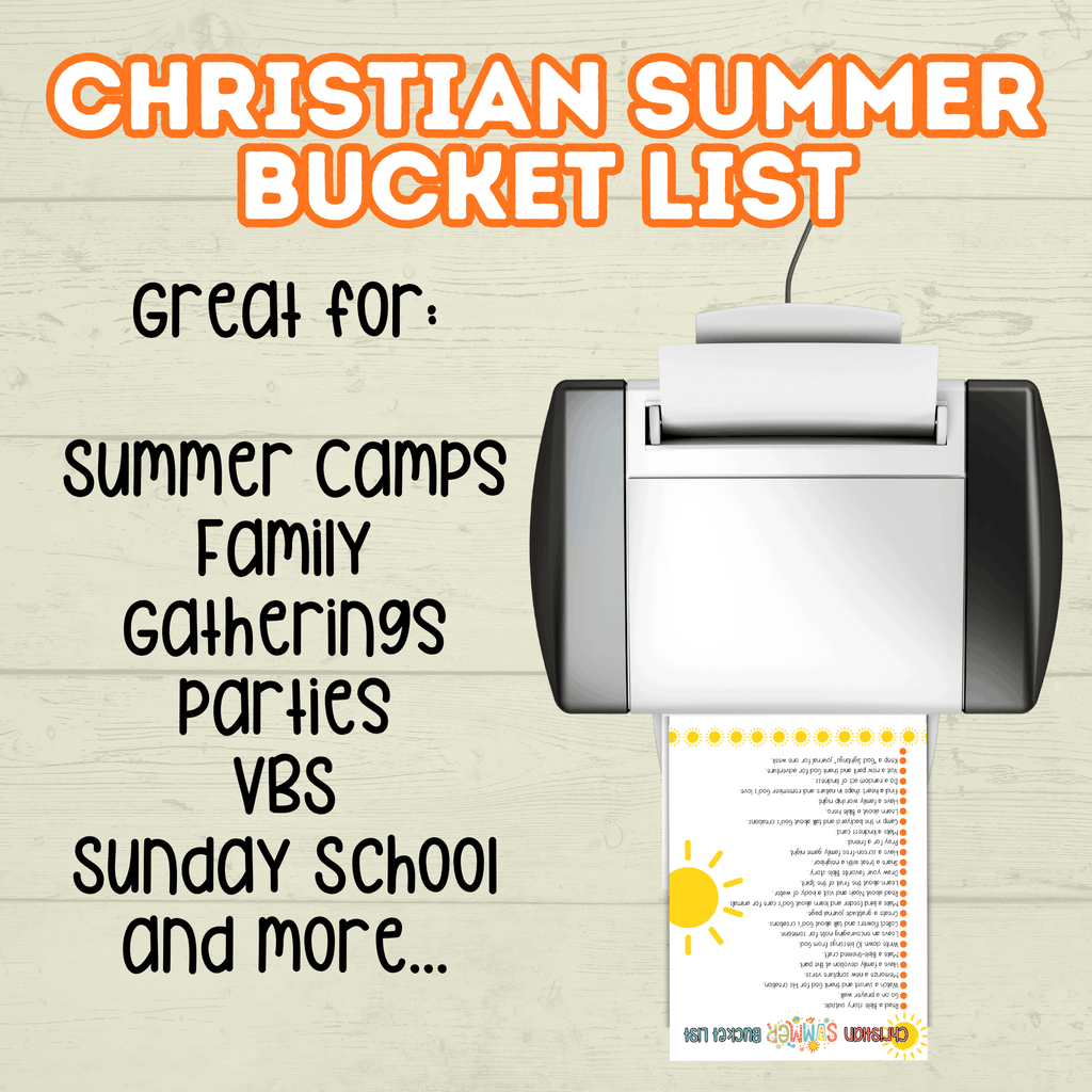 Summer Christian Bucket List for Kids, Christian Activity, Summer Activities