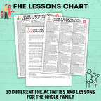 Family Home Evening Activity and Lessons Chart for Kids | FHE Lessons | Sunday Lessons | FHE activities | Family Activities | FHE Ideas