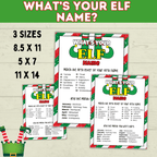 Elf Name Printable Party Game for Kids, Customizable PDF digital Download