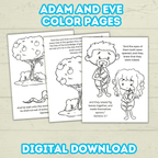 Adam and Eve Bible Sunday School Lesson Craft for Kids, Biblical Characters Forbidden Fruit Printable, Digital Download