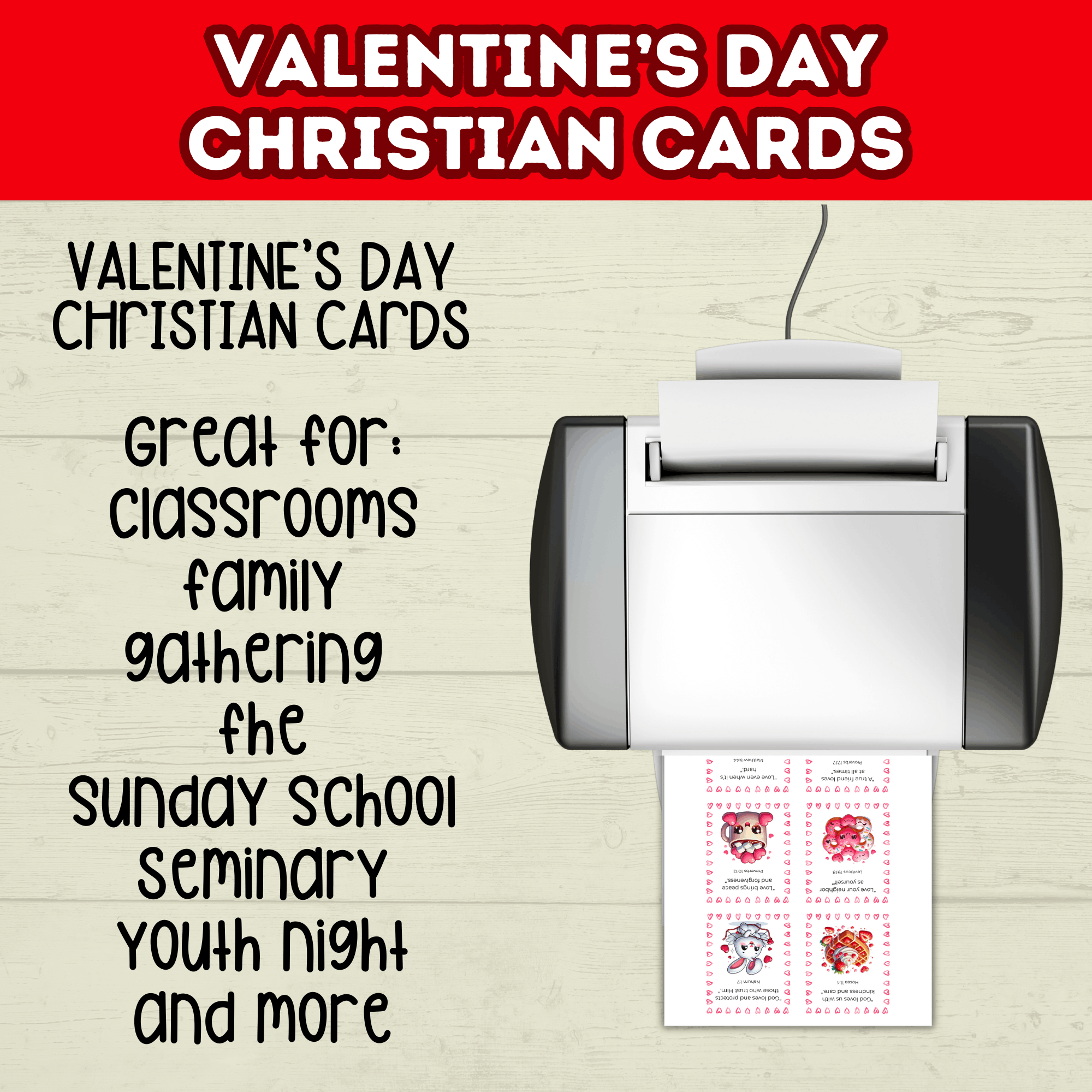 Christian Valentine's Cards for Kids, Classroom Valentines Party, Scripture Cards Printable