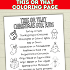 This or That Printable Christmas Game for Kids, Classrooms, and Parties