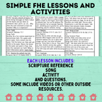 Family Home Evening Activity and Lessons Chart for Kids | FHE Lessons | Sunday Lessons | FHE activities | Family Activities | FHE Ideas