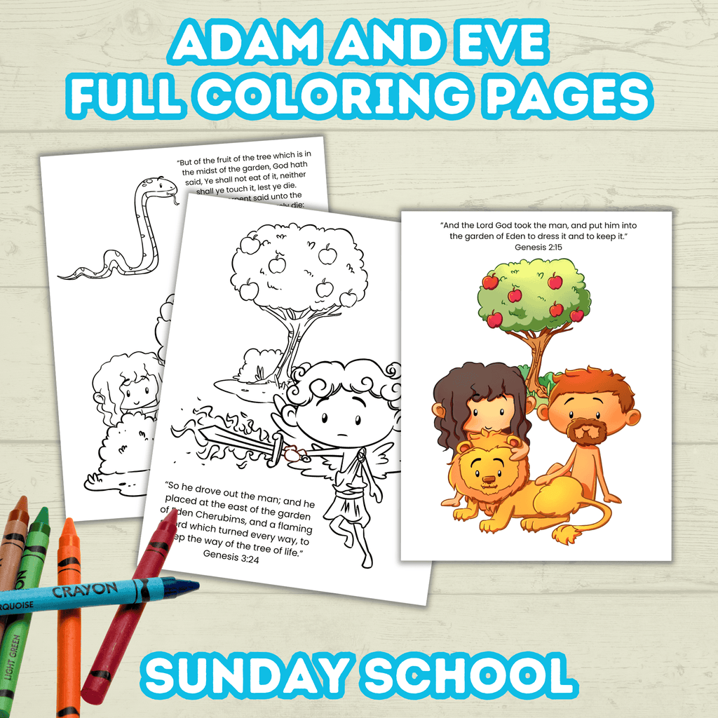 Adam and Eve Bible Sunday School Lesson Craft for Kids, Biblical Characters Forbidden Fruit Printable, Digital Download