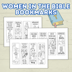 Women in the Bible Bookmarks, Bible Bookmarks, Christian Bookmarks, Sunday School Craft, Esther, Mary, Women at the Well, Coloring Pages