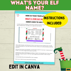 Elf Name Printable Party Game for Kids, Customizable PDF digital Download