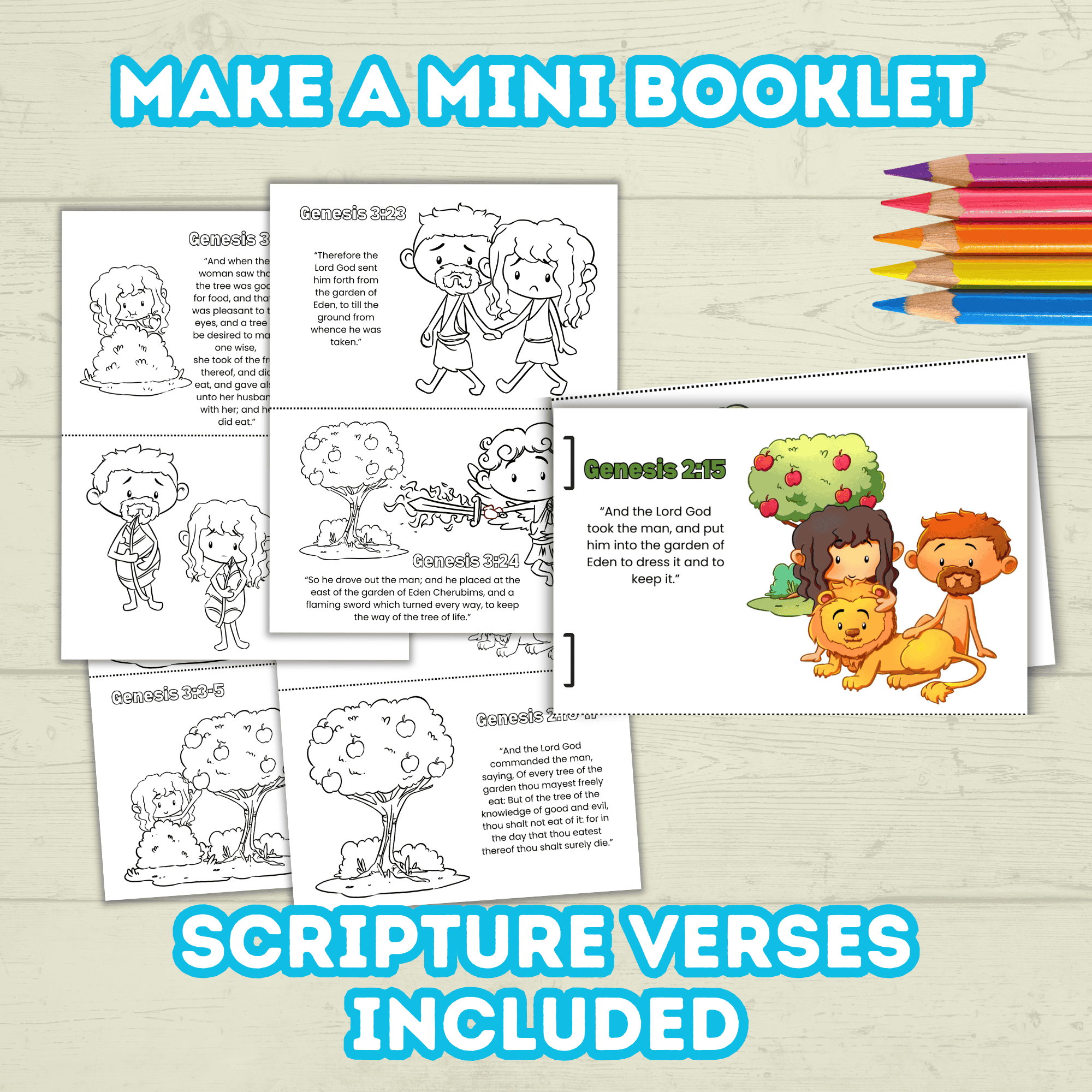 Adam and Eve Bible Sunday School Lesson Craft for Kids, Biblical Characters Forbidden Fruit Printable, Digital Download