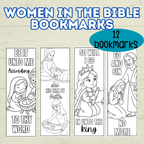 Women in the Bible Bookmarks, Bible Bookmarks, Christian Bookmarks, Sunday School Craft, Esther, Mary, Women at the Well, Coloring Pages