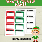 Elf Name Printable Party Game for Kids, Customizable PDF digital Download