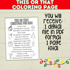 This or That Printable Christmas Game for Kids, Classrooms, and Parties