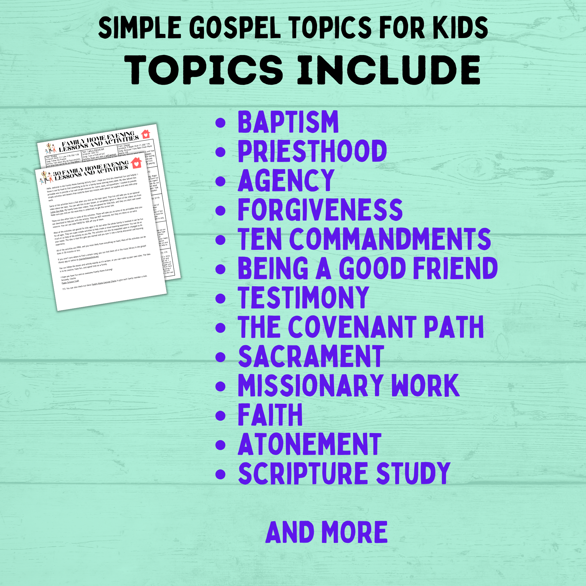 Family Home Evening Activity and Lessons Chart for Kids | FHE Lessons | Sunday Lessons | FHE activities | Family Activities | FHE Ideas