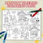 Nativity Timeline Coloring Pages for Kids, Sunday School Sheet