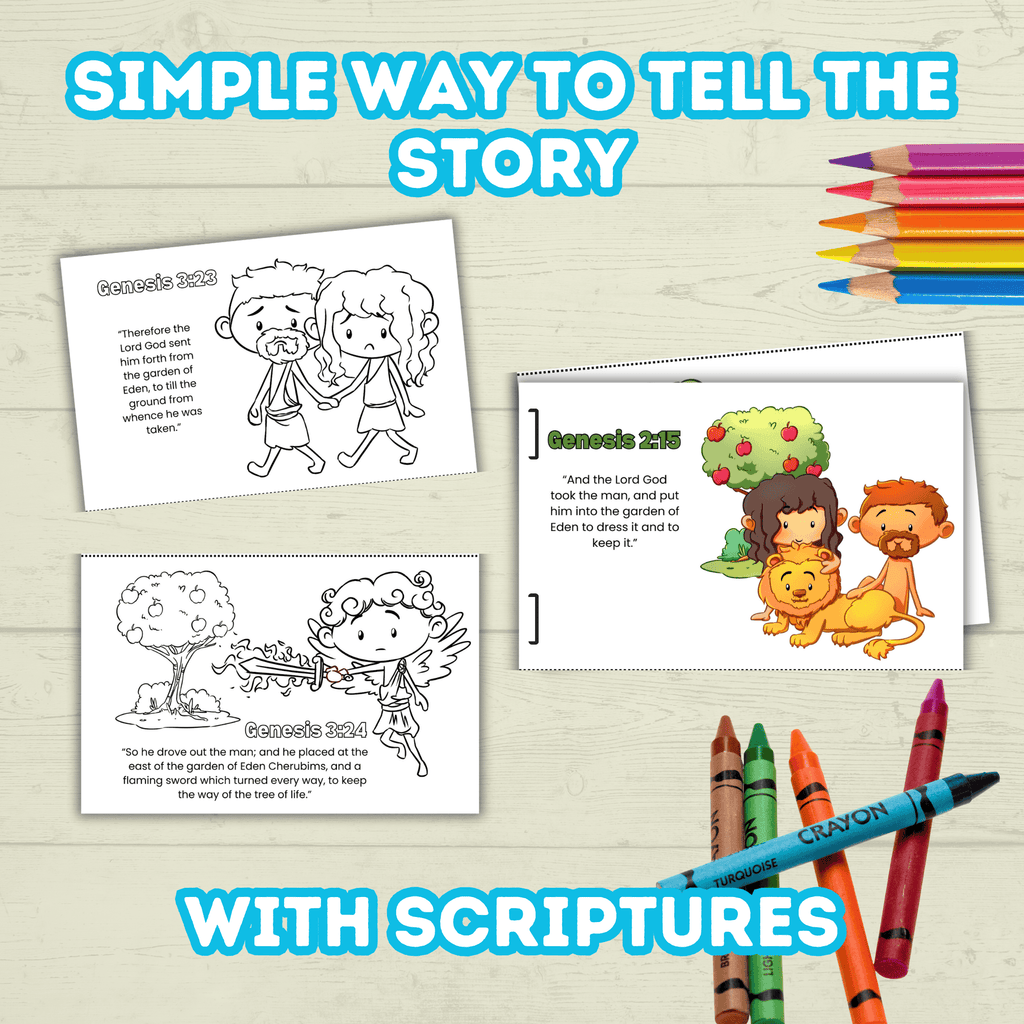 Adam and Eve Bible Sunday School Lesson Craft for Kids, Biblical Characters Forbidden Fruit Printable, Digital Download