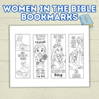 Women in the Bible Bookmarks, Bible Bookmarks, Christian Bookmarks, Sunday School Craft, Esther, Mary, Women at the Well, Coloring Pages