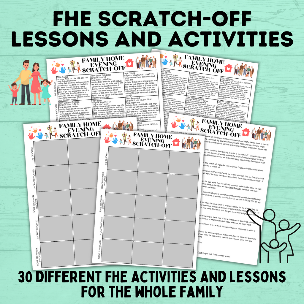 Family Home Evening Activities | FHE Lessons | FHE scratch-off activities for the family | Family Home evening for kids | Kids Activities