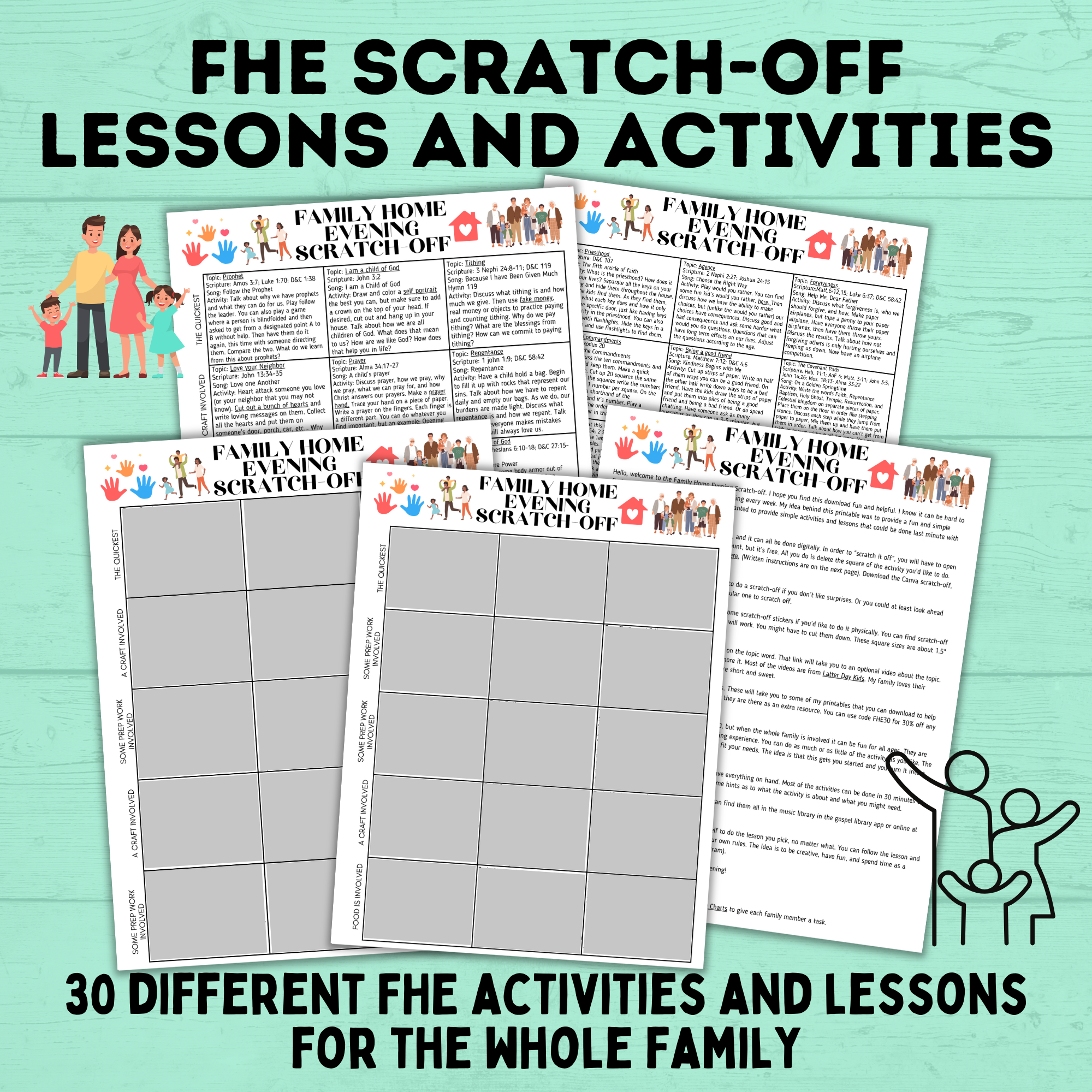 Family Home Evening Activities | FHE Lessons | FHE scratch-off activities for the family | Family Home evening for kids | Kids Activities