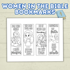 Women in the Bible Bookmarks, Bible Bookmarks, Christian Bookmarks, Sunday School Craft, Esther, Mary, Women at the Well, Coloring Pages