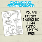 Adam and Eve Bible Sunday School Lesson Craft for Kids, Biblical Characters Forbidden Fruit Printable, Digital Download