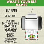 Elf Name Printable Party Game for Kids, Customizable PDF digital Download