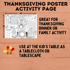 Thanksgiving Activity Page Poster | Thanksgiving Activity for Kids | Thanksgiving Posters | Thanksgiving Tablecloth | Thanksgiving Placemat