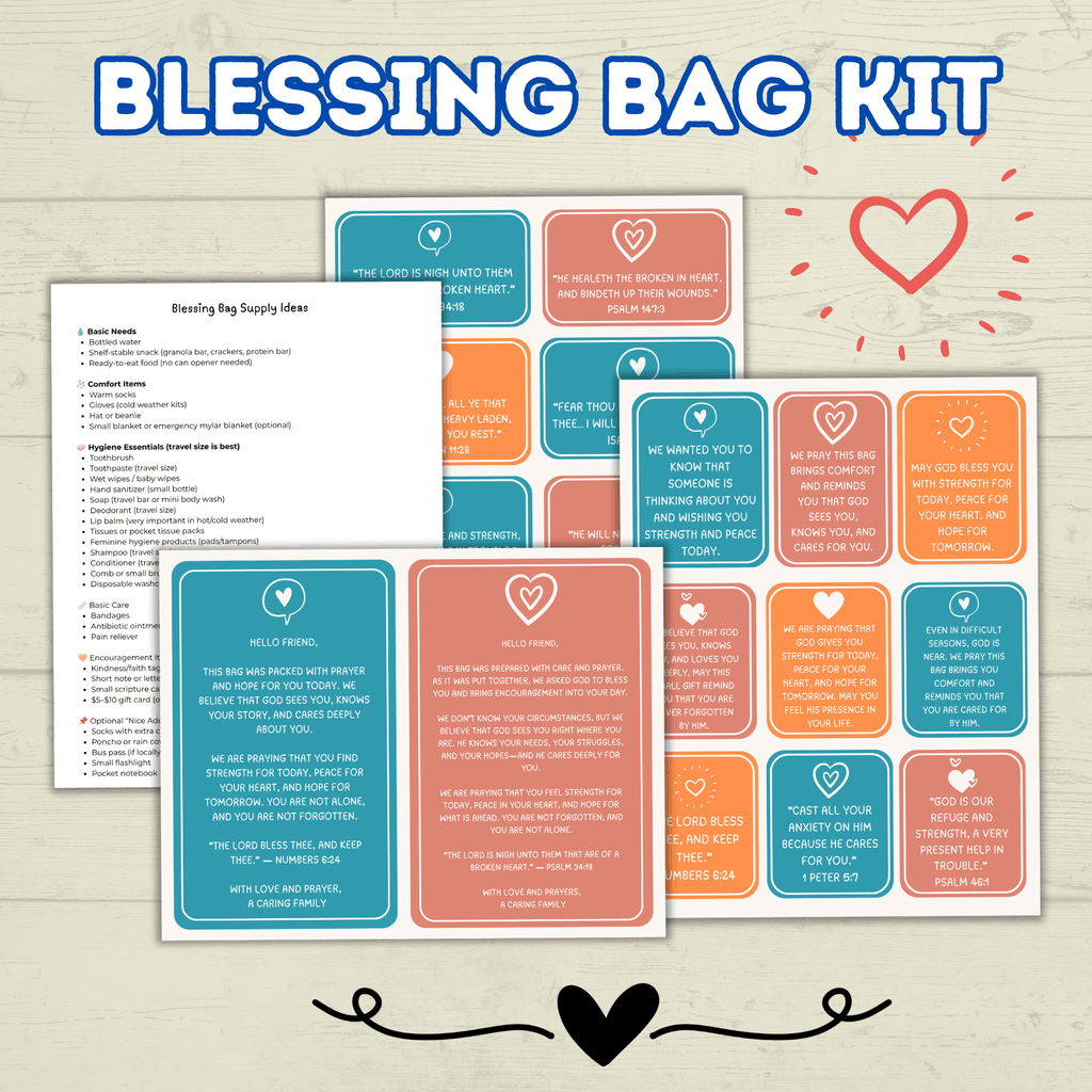 Blessing Bag Kit, Homeless Ministry, Bag Tags, Bag Notes, Homeless Hygiene Kit, Blessing Bag Labels