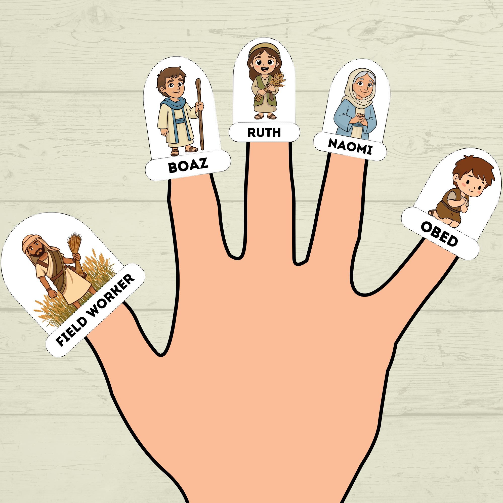 Ruth Craft, Bible Story Craft, Finger Puppets Bible Lesson, Sunday School Craft