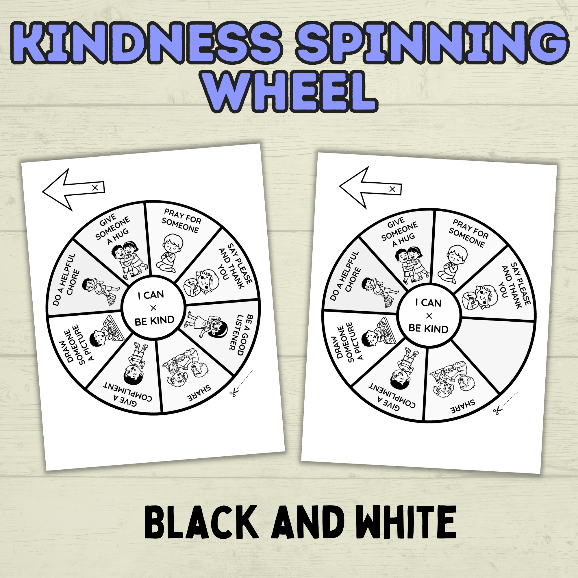 Kindness Craft for Kids, Kindness Spinner Craft, I Can Be Kind, Sunday School Craft