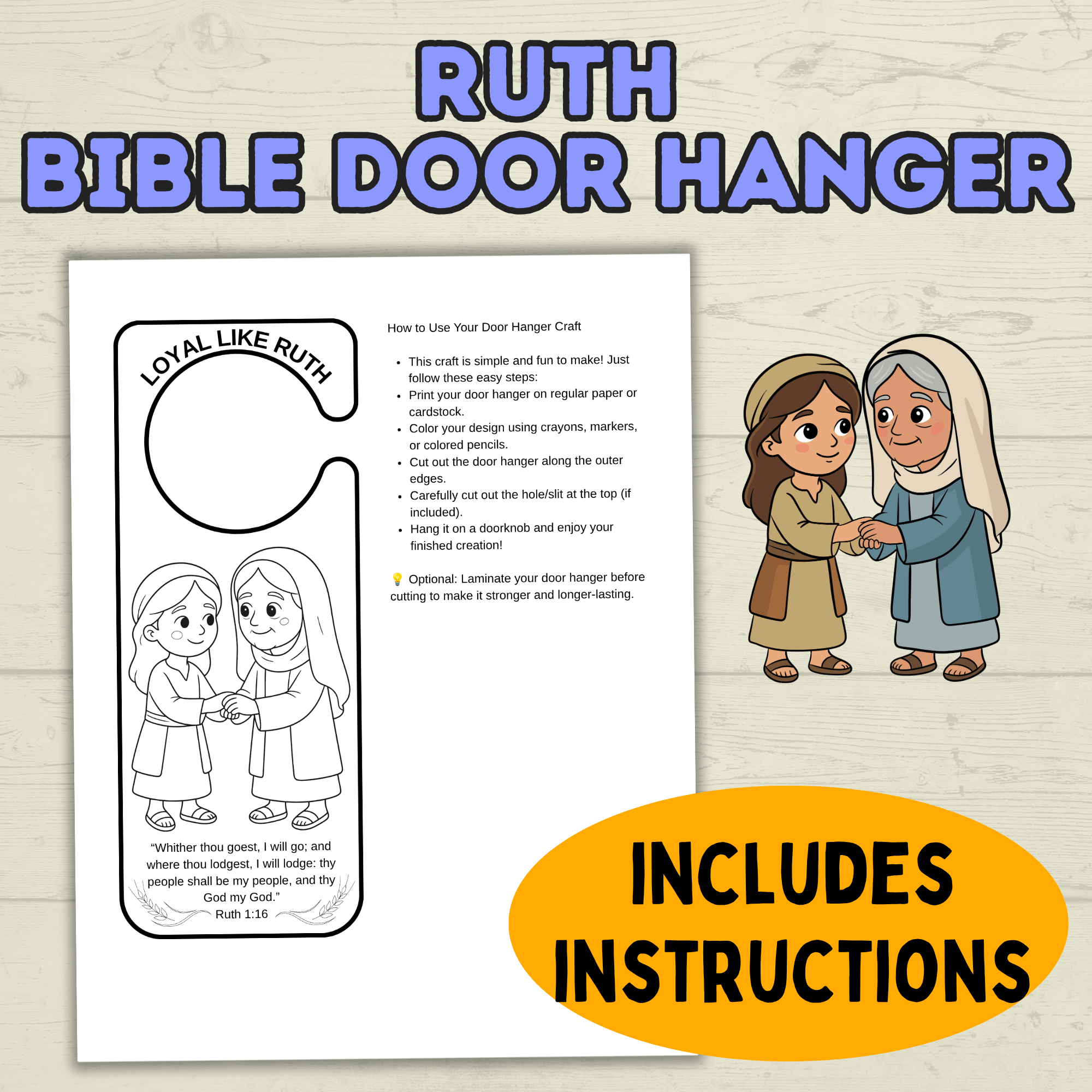 Ruth Bible Craft Bundle, Ruth and Naomi Story, Bible Craft, Sunday School Craft