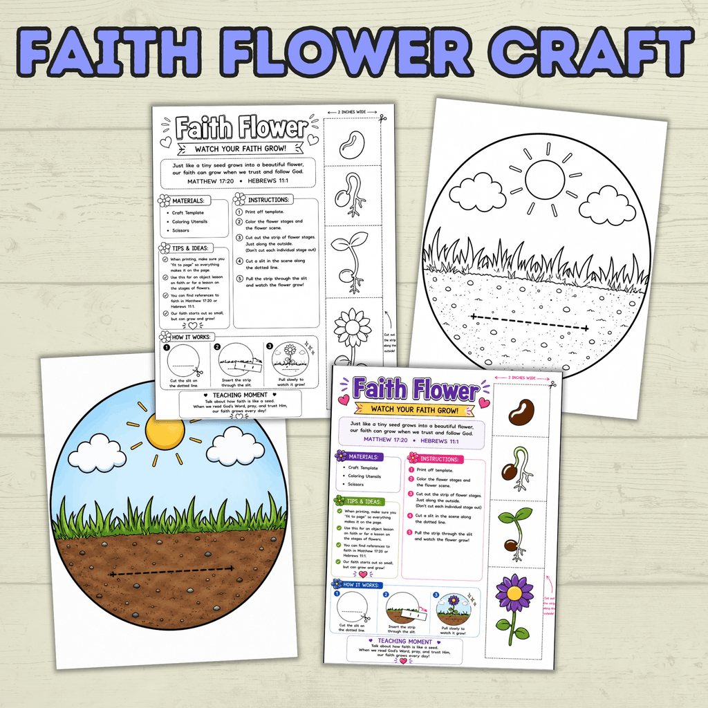 Faith Crafts, Faith Craft Bundle, Bible Crafts, Sunday School Crafts, Homeschool, Christian Crafts, Cut and Paste Crafts, Kids Crafts,