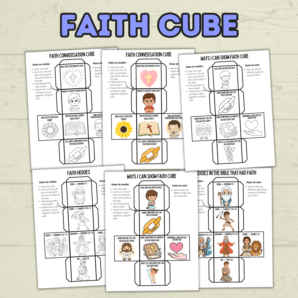 Faith Cube Craft, Bible Lesson Craft, Sunday School Craft, Christian Activity, Homeschool, Bible Heroes