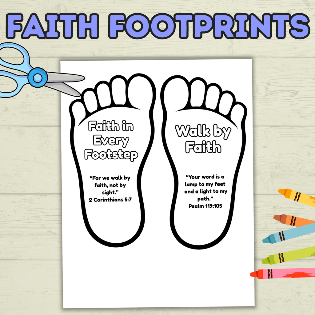 Faith Craft for Kids, Footprint Craft, Fan Craft, Bible Craft, Christian Craft, Kids Activity, Sunday School Craft, Walk by Faith