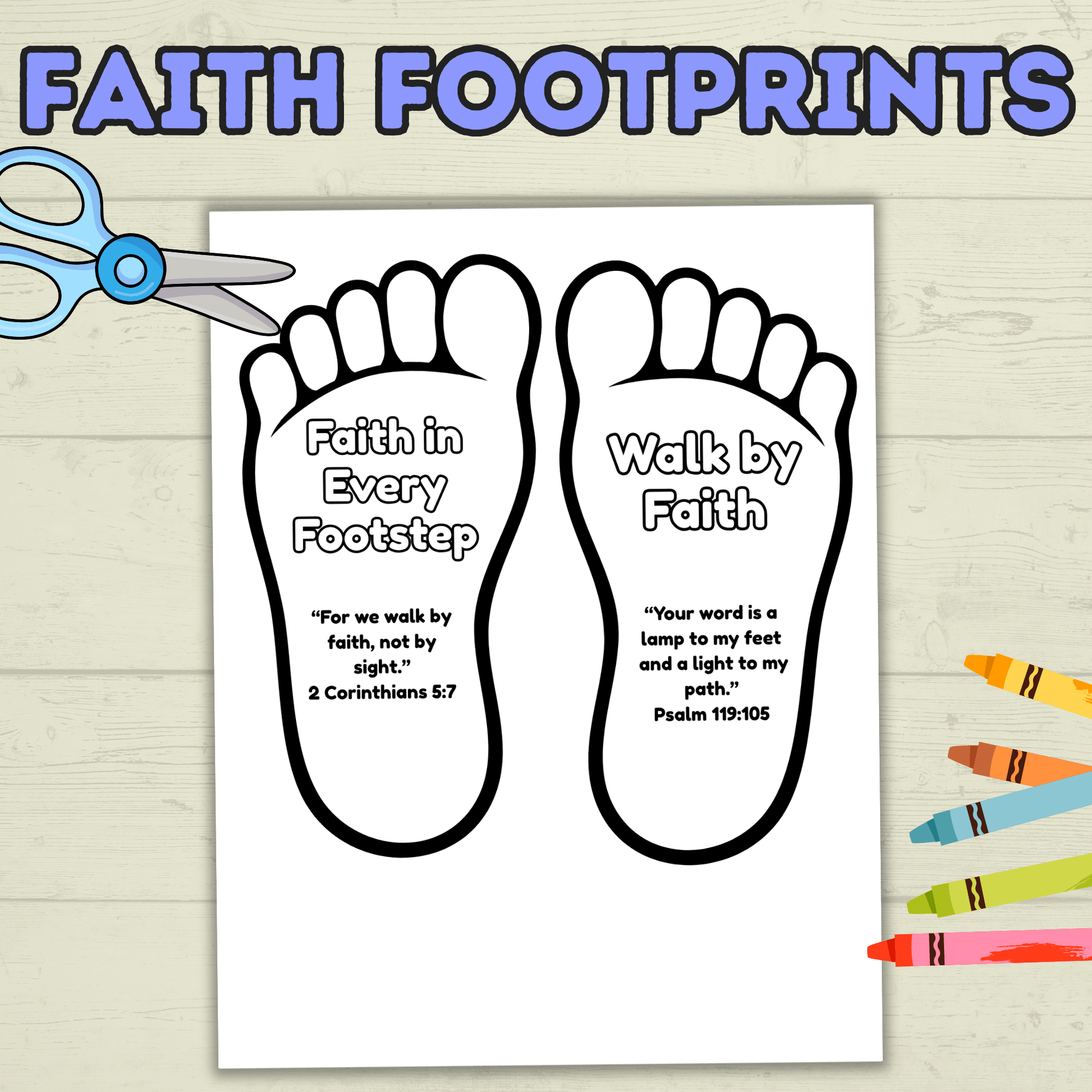 Faith Craft for Kids, Footprint Craft, Fan Craft, Bible Craft, Christian Craft, Kids Activity, Sunday School Craft, Walk by Faith