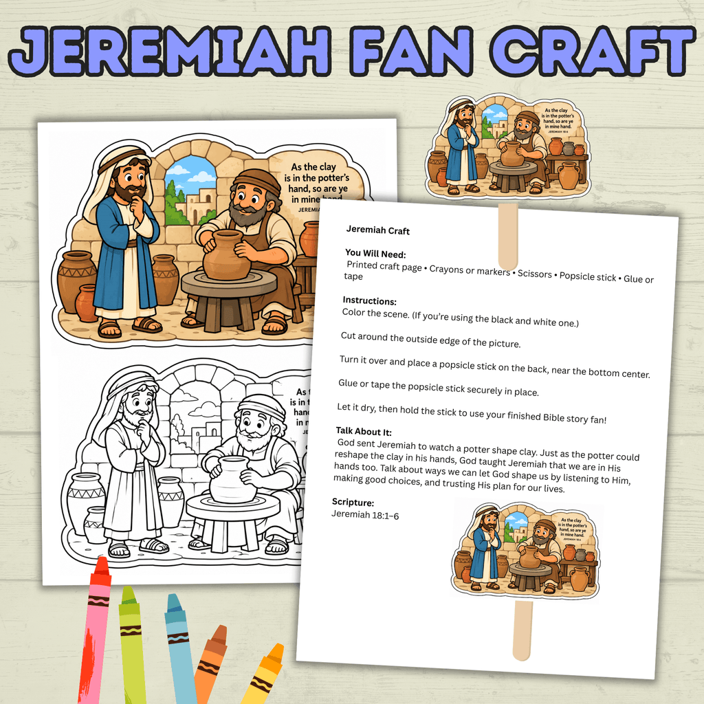 Jeremiah Craft, Sunday School Craft, Kids Craft, Bible Lesson, Old Testament, Homeschool, Fan Craft