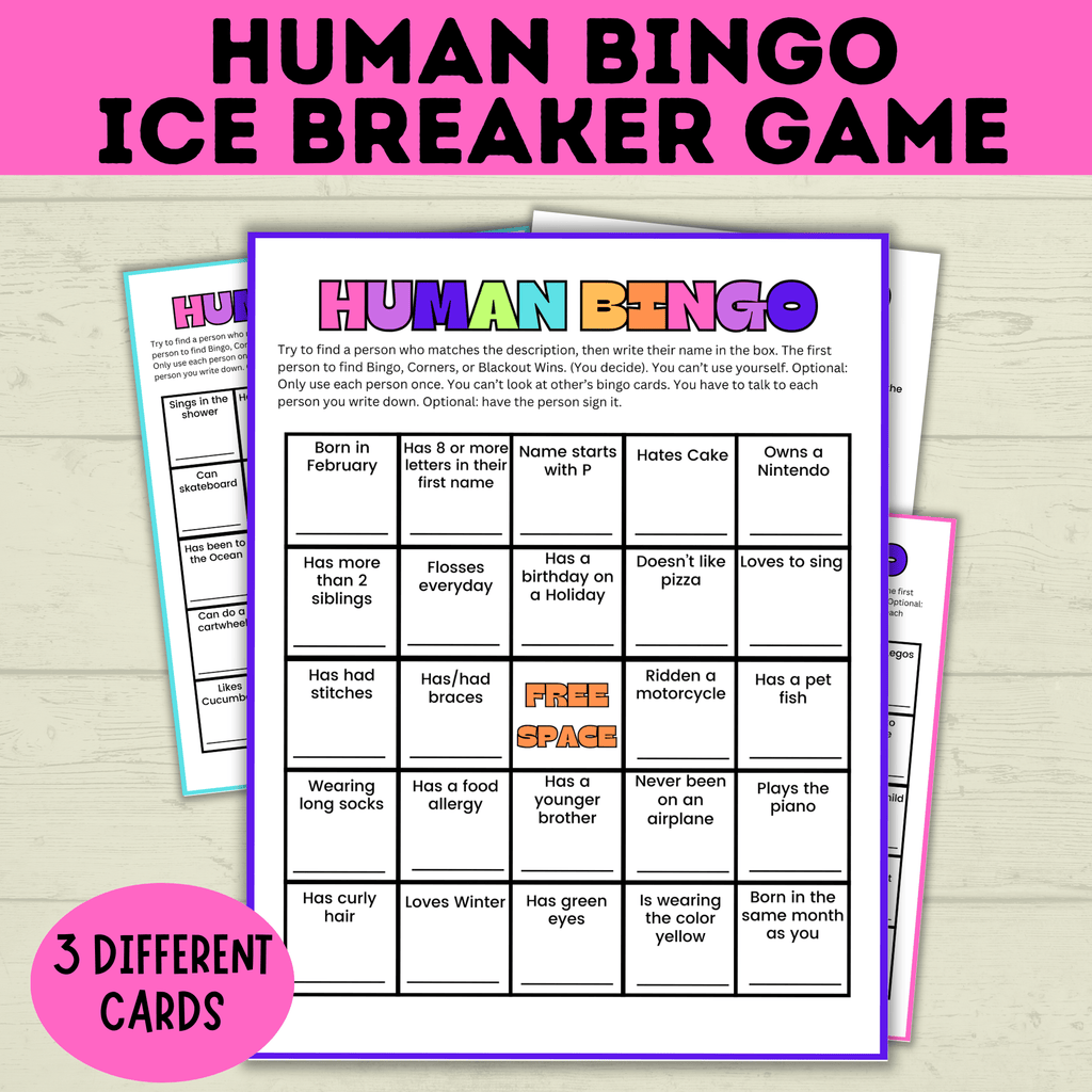 Kids Bingo | Human Bingo | Ice Breaker Bingo | Get to Know You Bingo | Kids Games | Party Games | Ice Breaker Games | Kids Printables