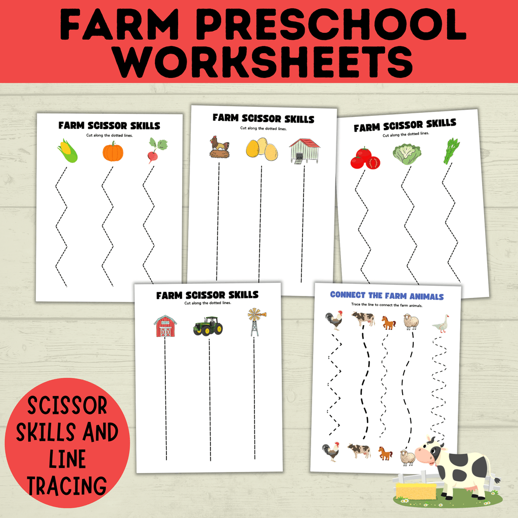 Farm Preschool Worksheets | Farm Activity | Farm Printables | Counting Printable | Toddler Counting | Word Tracing | Letter Recognition